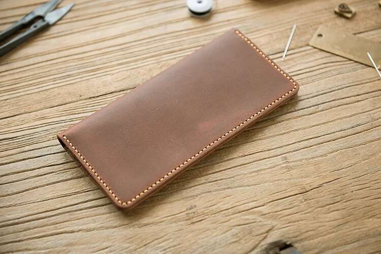 Vintage Handmade Crazy horse long wallet Genuine Leather men Wallet male clutch women purse clips money bag