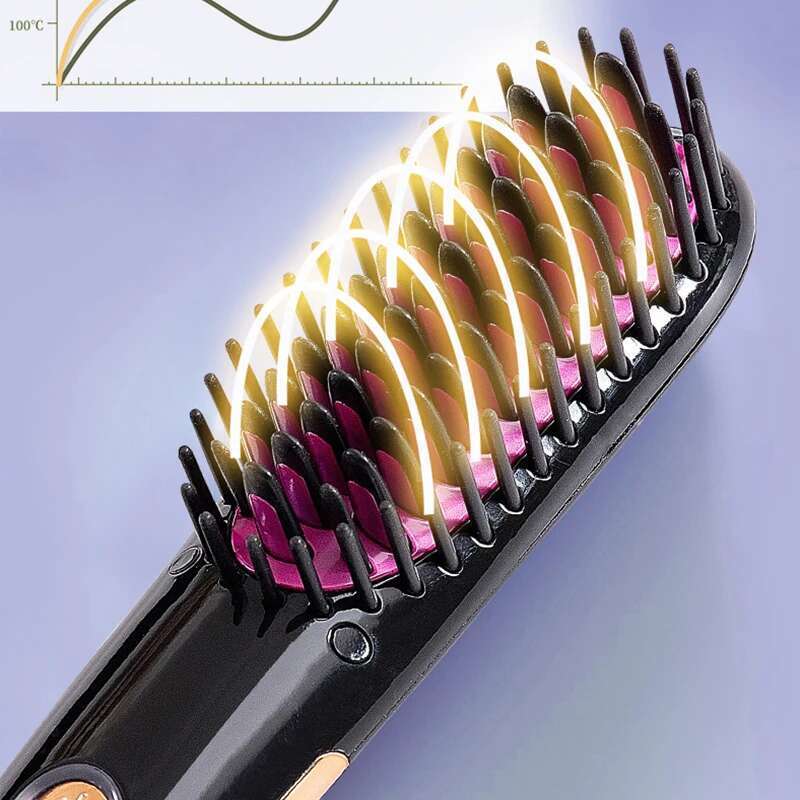 Mini Size Heat Drying Straightening Comb Easy Use Ionic Hair Styler Colorful Design Hot Air Brush