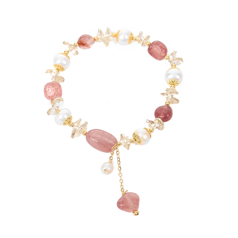 Chinese style design pearl creative strawberry crystal sea treasure blue best friend fashion light bracelet jewelry