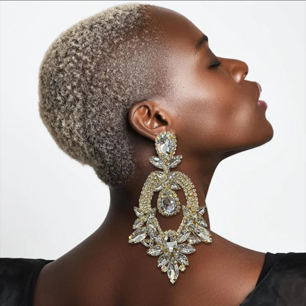 Statement Large Rhinestone Dangle Earrings Wedding for Women Prom Exaggerate Geometric Crystal Drop Earrings Jewelry Party 250519