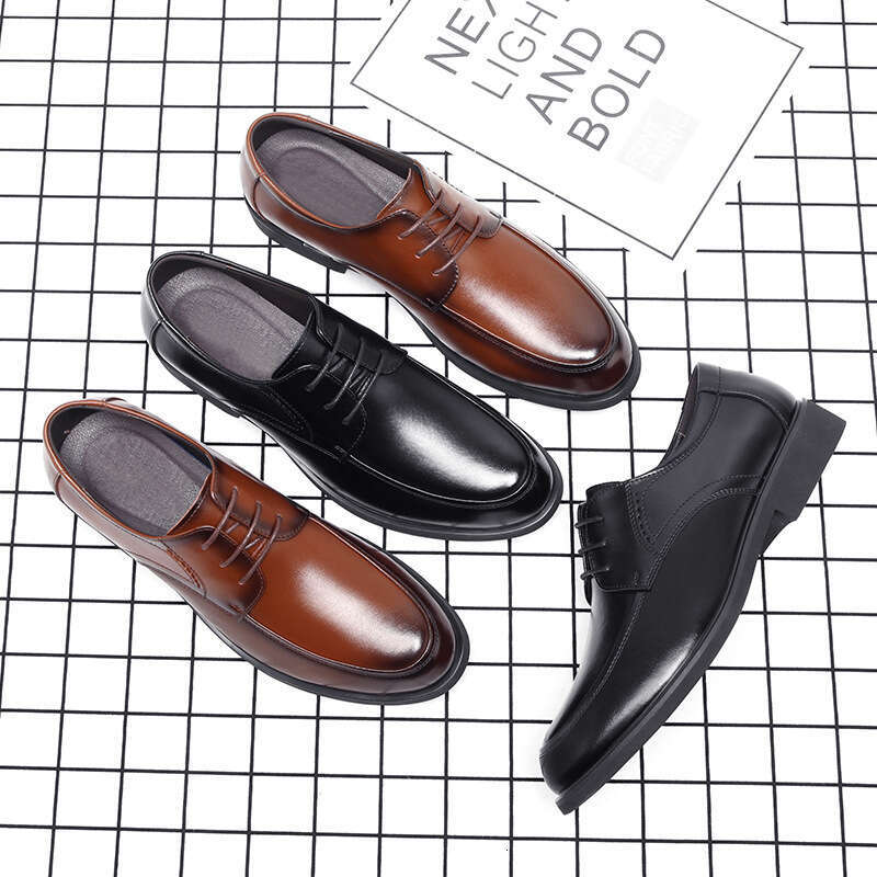 Men's spring business dress leather Korean casual men's British youth shoes, oversized shoes