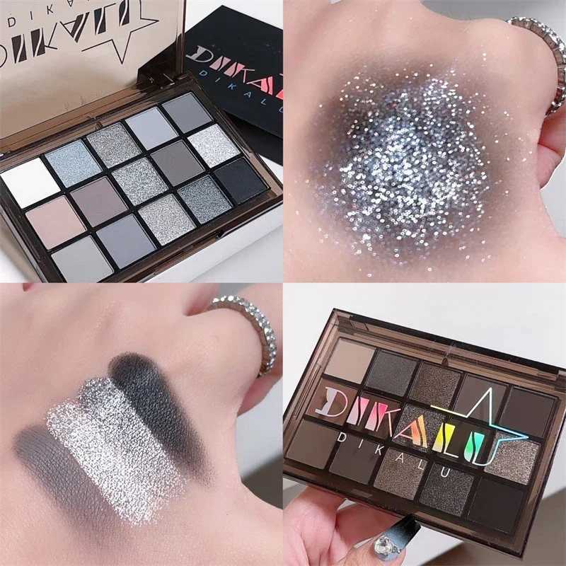 15Colors Cool Toned Eyeshadow Palette Black Smokey Eye Glitter Eyeshadow Shadow Eye Pigments Matte Palette S K4W5 W250520