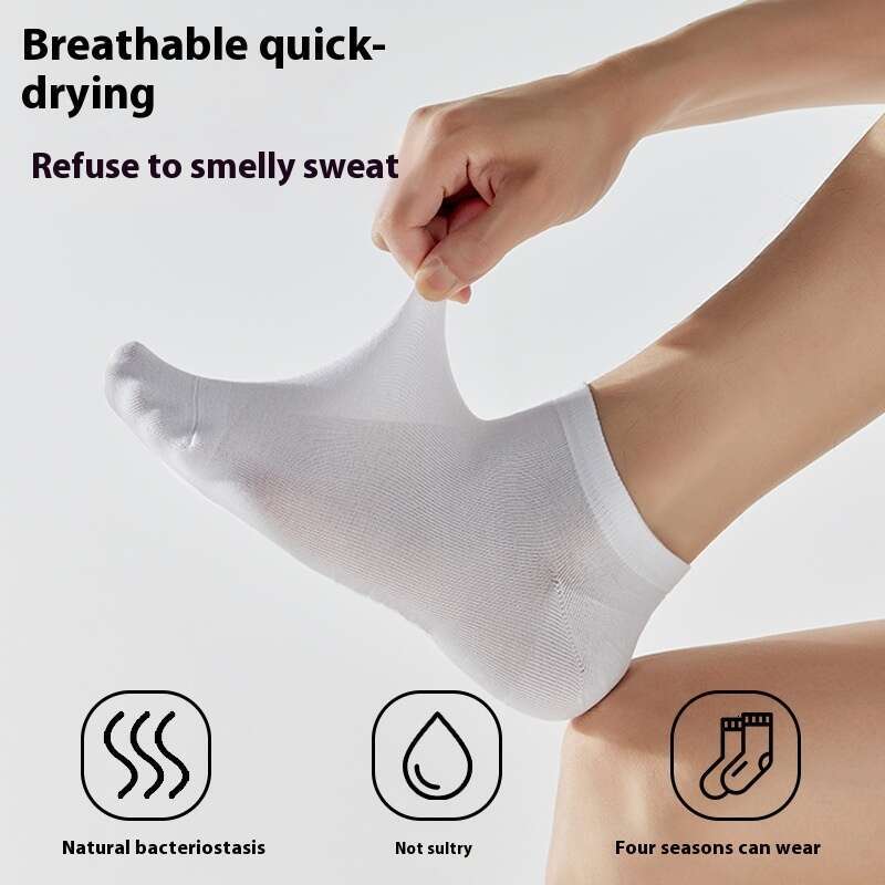Men's Bamboo Fiber Short Anti Odor, Absorbing, Antibacterial, Breathable, Thin Summer Sweat Absorbing Boat Socks, Low Cut Shallow Mouth Socks B5