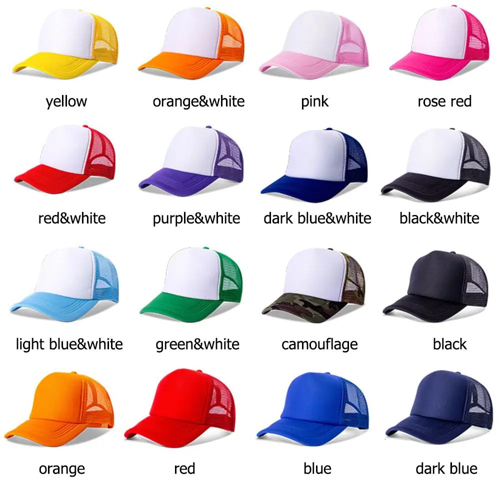 Fashion Unisex Plain Baseball Cap Adjustable Trucker Baseball Cap Mesh Curved Mens Womens Sun Summer Hat 250519