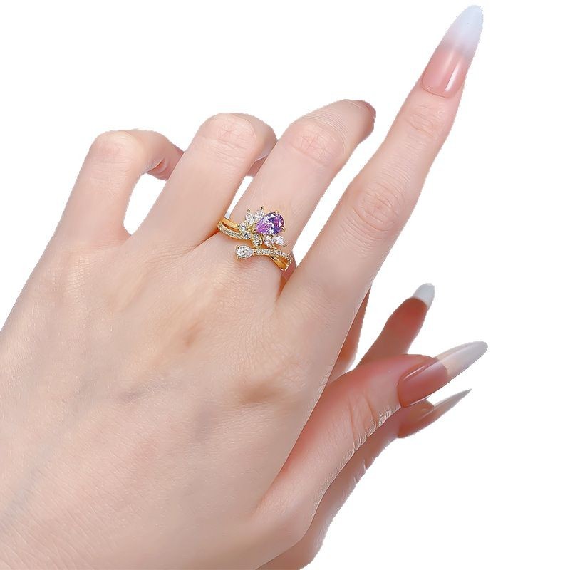 New S925 Silver 5*7 Purple Gemstone Ring - Elegant "Purple Aura" Design, Unique and Sweet, Perfect for Special Occasions