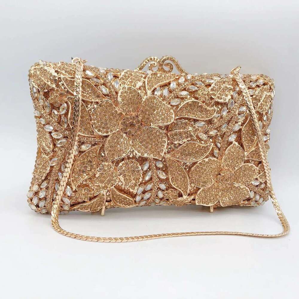 Women XIYUAN Evening Gold/Sier Chain Shoulder Bags Stones Day Clutches Dias Metal Ladies Clutch Handbags