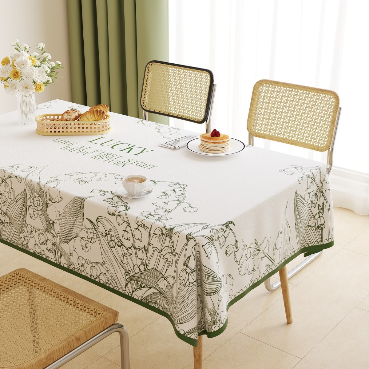 T0470 new lambskin printed tablecloth light luxury atmosphere tablecloth waterproof and oil-proof washable coffee table cloth heat insulation