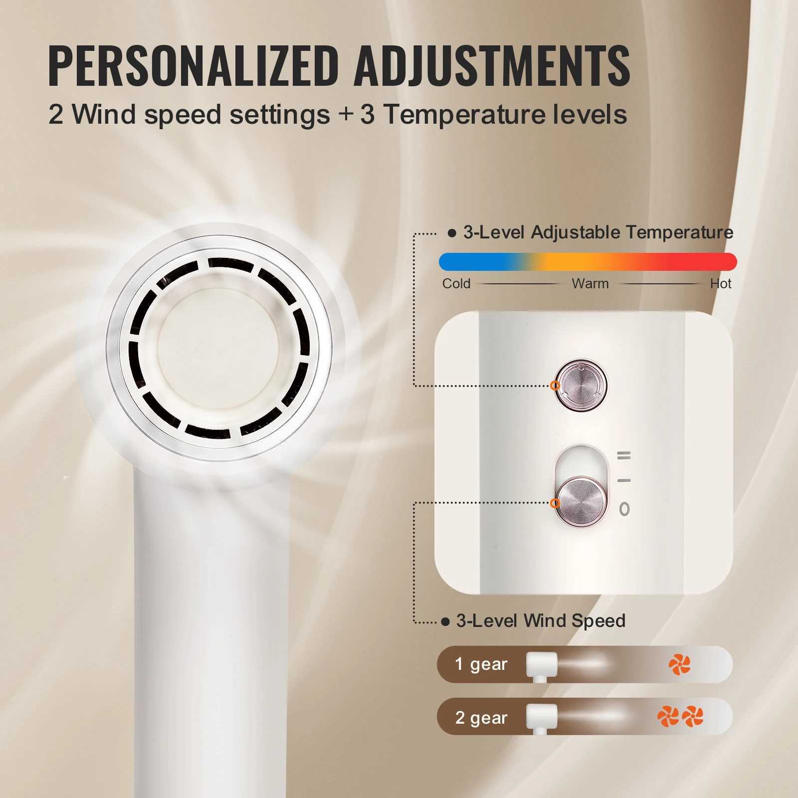 VEVOR High-Speed Hair Dryer with Brushless Motor 200 Million Negative Ions Lightweight Hairdryer with Nozzle for Home Travel z250520