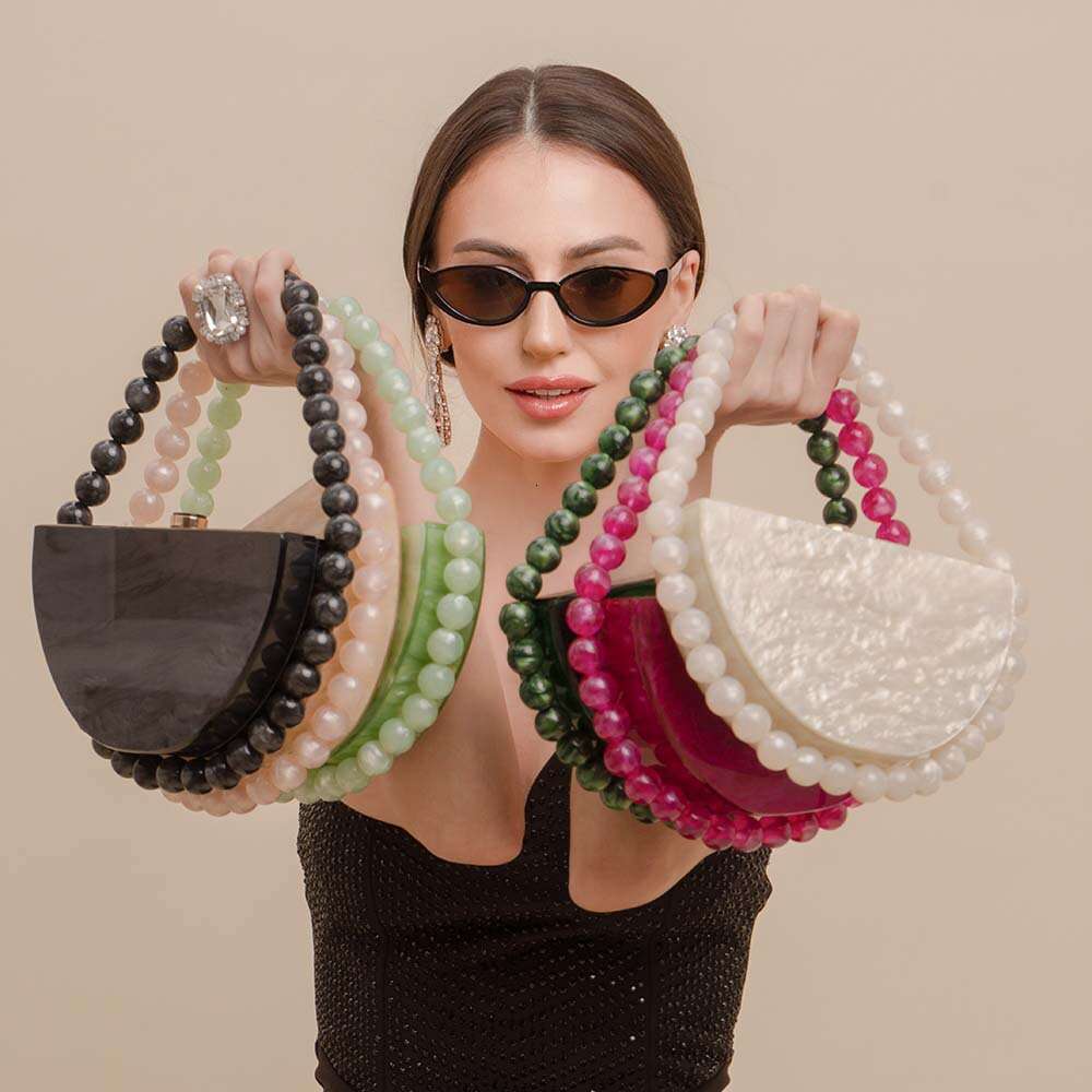 New pearl leopard print acrylic tortoiseshell color, simple square dinner bag, hand-held bag for women