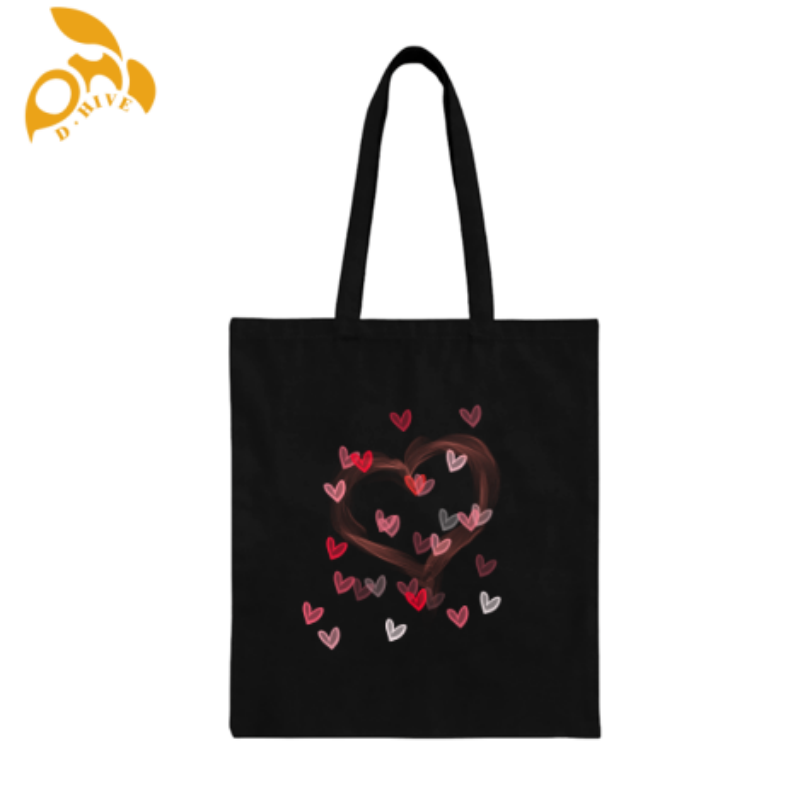 Free shipping.fashion designers customize lightweight and high-quality black full-print canvas tote bags