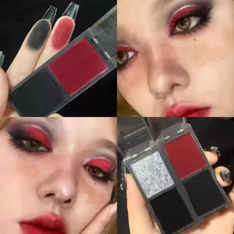 Waterproof Red Black Eyeshadow Palette Makeup Lasting Easy To Color Matte Eyeshadow Pressed Glitter Eyeshadow Korean Cosmetics W250520