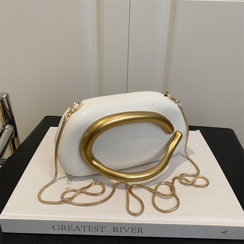 2025 New PU Handbag Metal Decorative Wrist Personalized Evening Dress Chain Crossbody Bag for Women