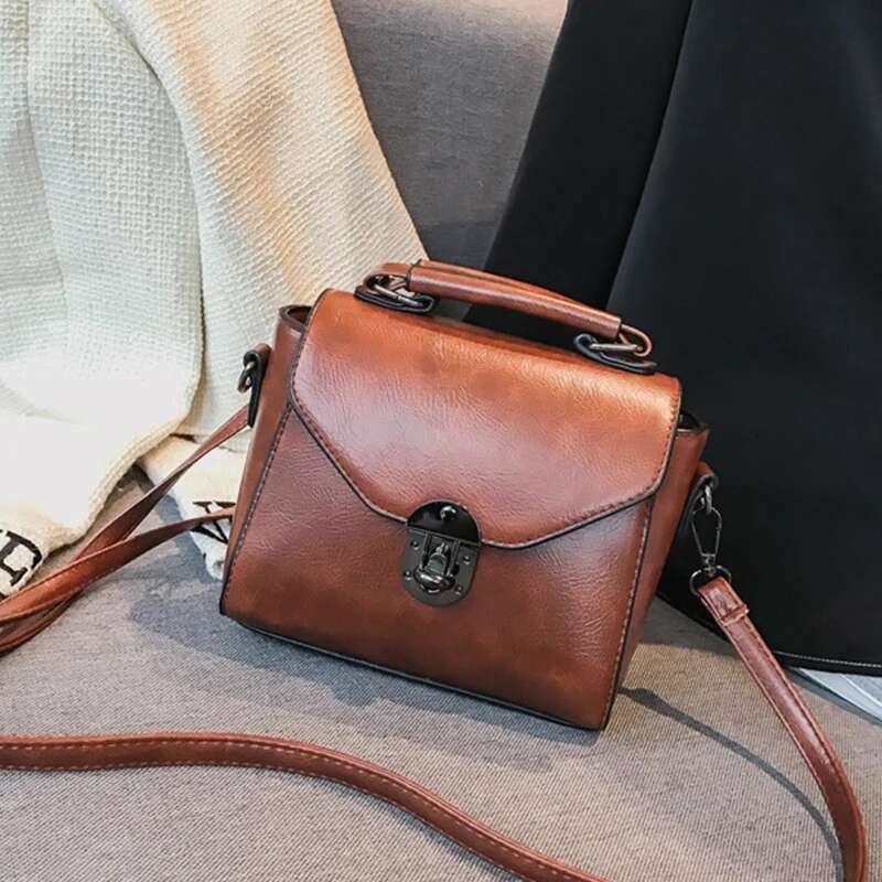 Women Vintage PU Leather Small Top-Handle Shoulder Ladies Casual Flap Crossbody Female Messenger Bags