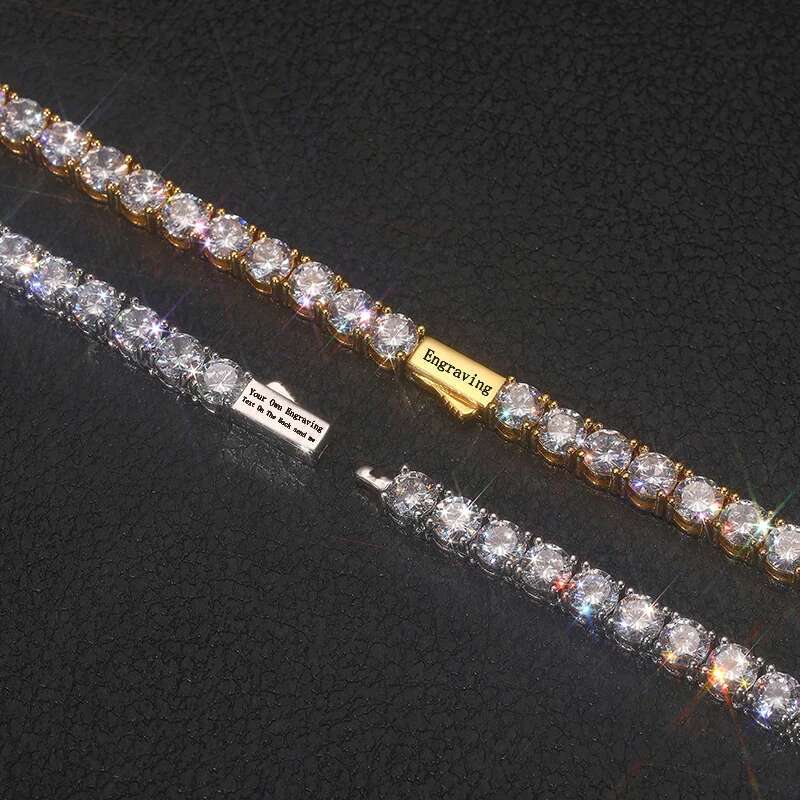 3mm-6mm VVS1 D Color Moissanite Tennis Necklace Womens Men For Hip Hop Jewelry Fine S925 Sterling Silver Chain Engraving Letters