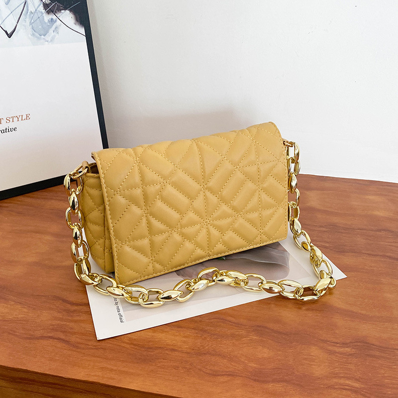 High quality brand high-quality new item solid color simple thick chain fashionable embroidery thread single shoulder hand-held small square bag free 