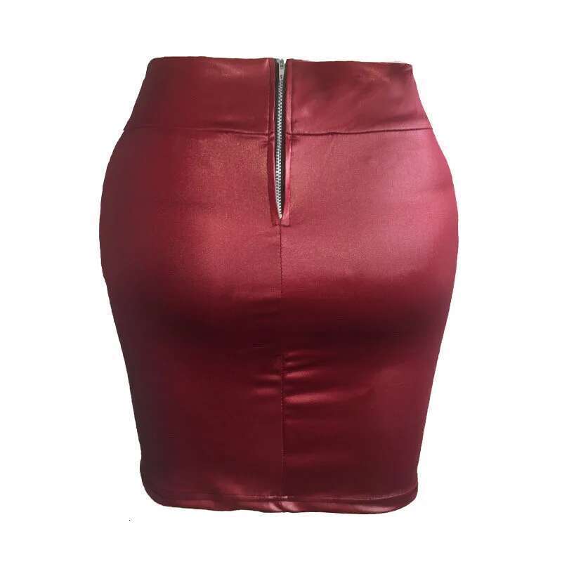Women Mini Solid Color High Waist Slim Fit Skinny Matte Faux Leather Cozy Commuter Bodycon Skirt Streetwear