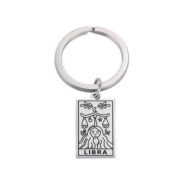 Hot selling twelve zodiac keychains, personalized stainless steel tags, keychains, bags, pendants, small gift accessories
