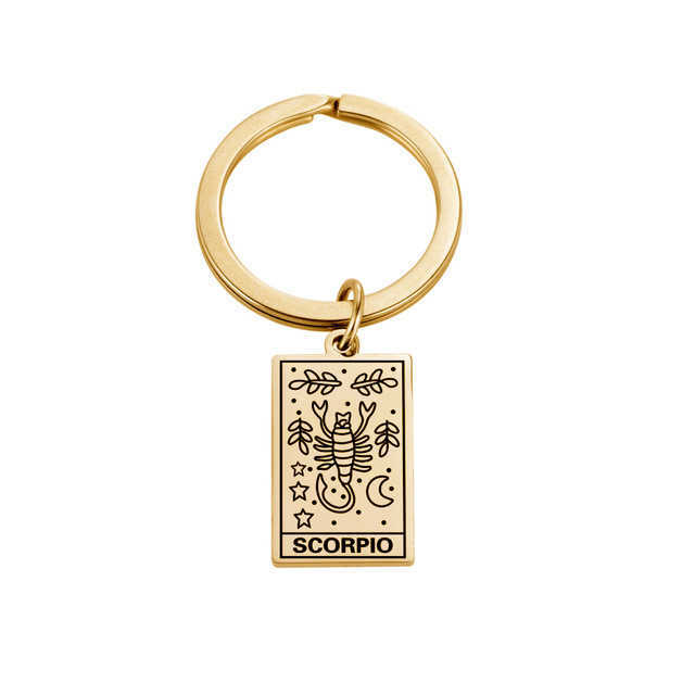 Hot selling twelve zodiac keychains, personalized stainless steel tags, keychains, bags, pendants, small gift accessories