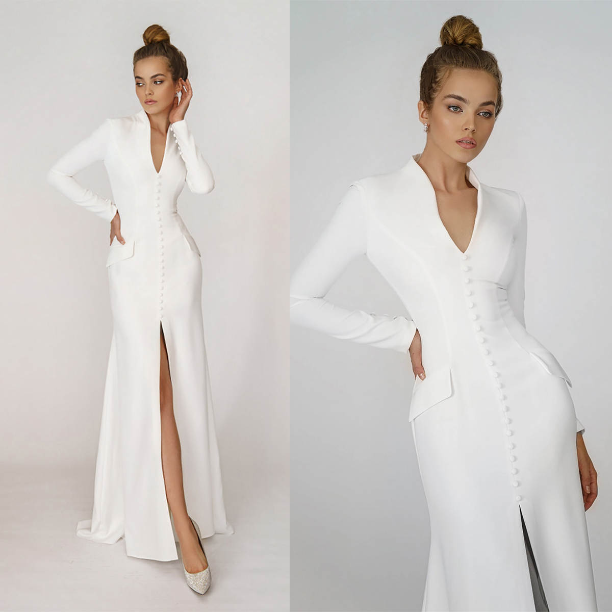 Mermaid Mother Of The Bride Dress V Neck Long Sleeve Satin Blazer Customized One Piece Women Jacket