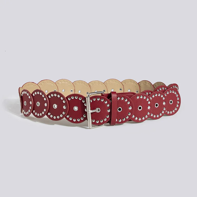 Personalized Round Rivet Stitching Waistband Fashionable Handsome Belt Heavy Round Cake Wide Womens Waistband 250519