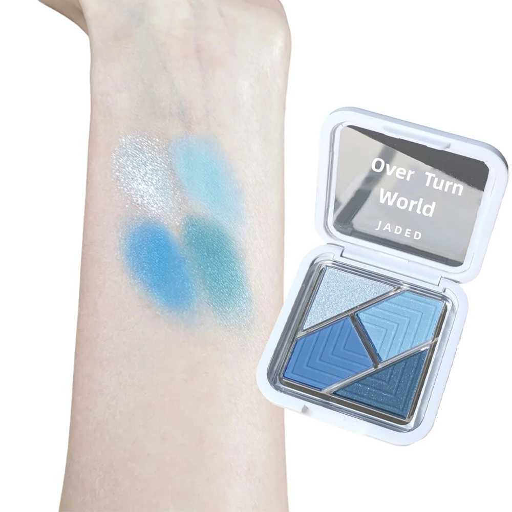 Waterproof Blue Smoky Eyeshadow Palette Four-Color Eyeshadow Palette Including Smudged Matte Metallic Gloss and Pearlescent Texture Easy to Carry W250