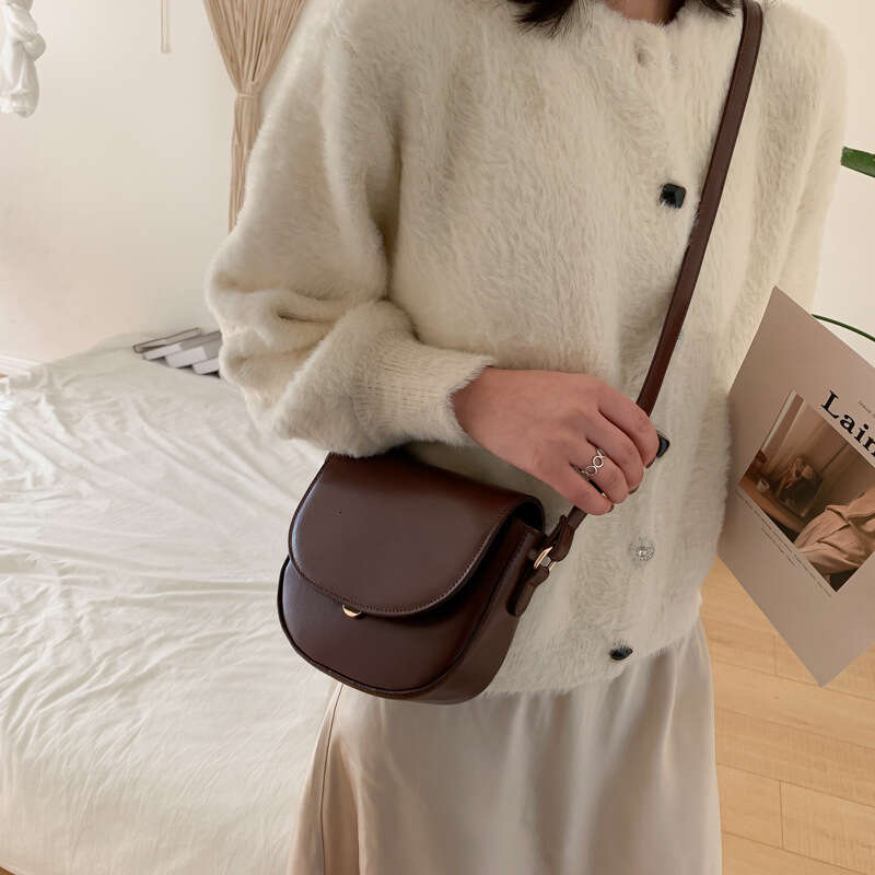 Women's Bags Designer Texture Small For Women 2019 Autumn/Winter New Korean Crossbody Saddle Fashionable French Minority Shoulder Bag