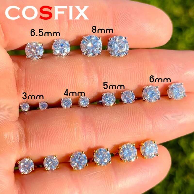 0.2-2ct Womens Moissanite Earrings D Color Six Claws Screw Moissanite Earrings 2023 Trend Silver 925 Real Moissanite Jewerly