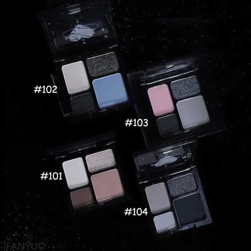 4 Colors Punk Smokey Cool Toned Eyeshadow Palette Metal Pearlescent Matte Lasting Eyeshadow Black Gray Party Eye Pigments MakeupXJ250520