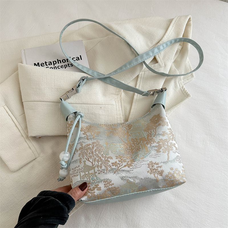 Free Delivery Designer Bag Chinese Style Embroidery Hand Held Dumpling For Women 2025 New Niche High End Single Shoulder Armpit Crossbody8520