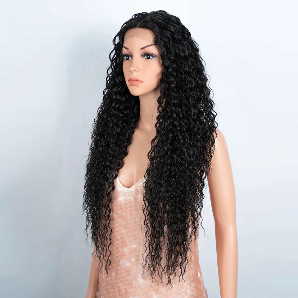 Synthetic 30 Inch Long Curly Hair Wigs For Women Ombre Brown HD Lace Front Cosplay Wig Heat Resistant