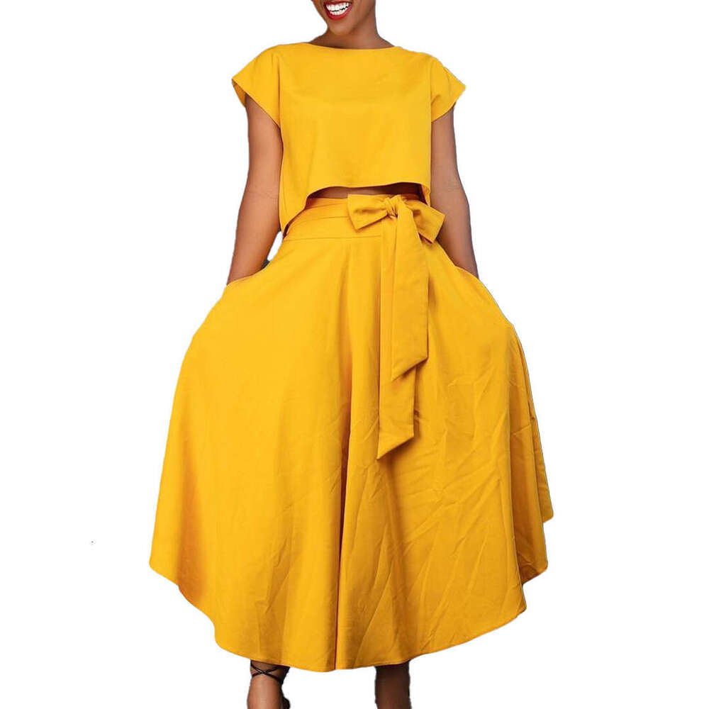 Women's Wear Women's New Fashionable And Elegant Casual Top Large Hem Skirt Set