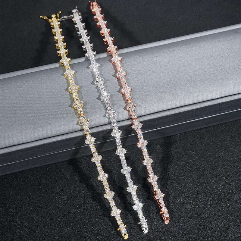 3mm Hiphop Men Moissanite Tennis Chain s925 Moissanite Cuba Chian For Women D Color Moissanite Tennis Chain For Men