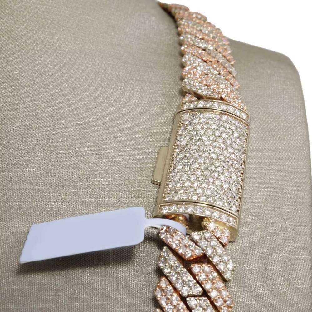 Hip Hop Jewelry Custom 14mm Real 14K Yellow Gold CVD VS Lab Grown Dia Iced Out Cuban Link Chain and Bracelet for Men Women