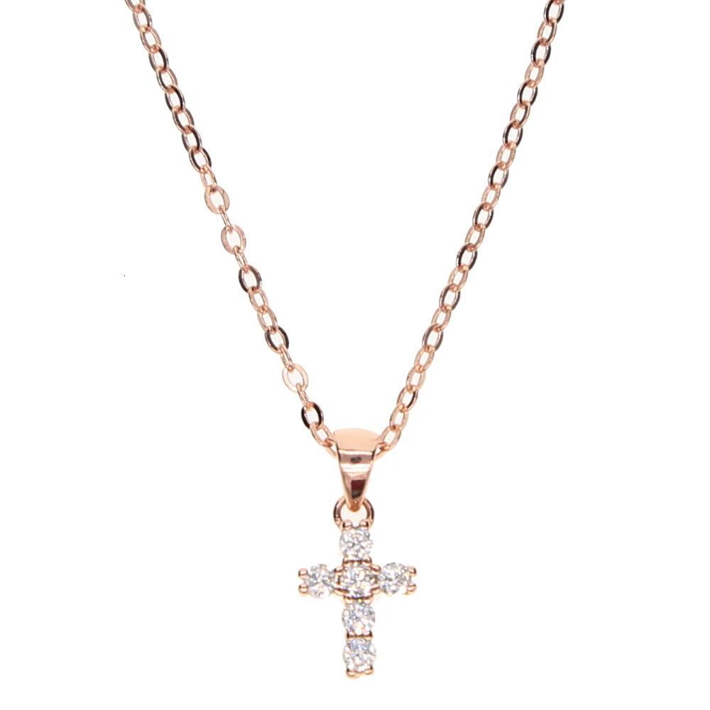 High Quality 925 Sterling Silver Pave 5A Cz Tiny Cute Cross Pendant Necklaces For Women Mini Charm Bijoux Jewelry 250520