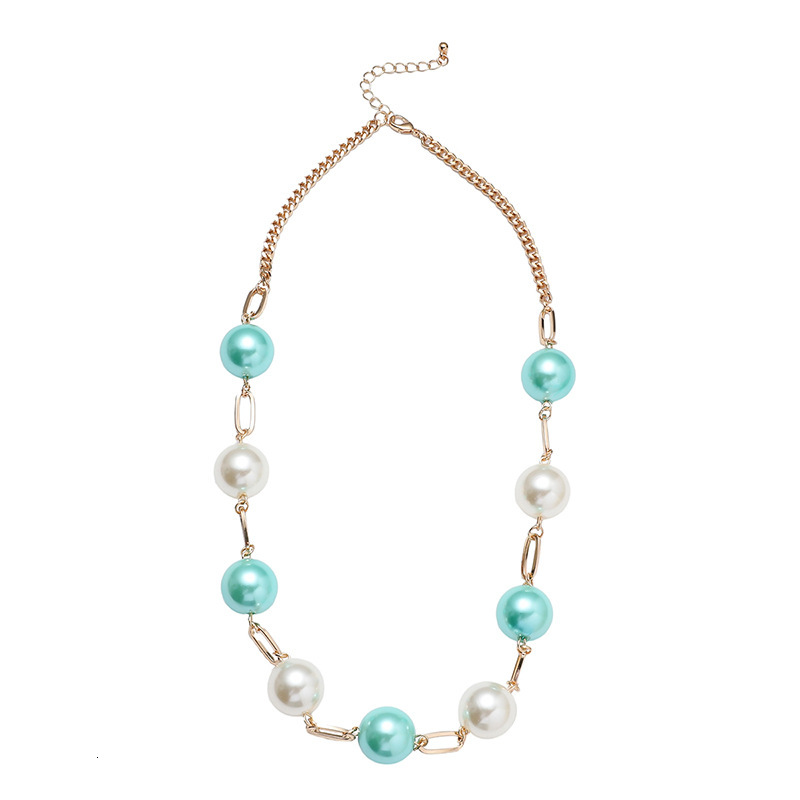 New colored long necklace, high-end feel, color preservation, light sweater, pearl chain