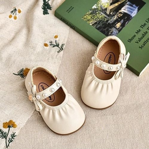 Ddmyshoesvip Spring Girls Soft Soled Baby Princess Pearl Little Leather Shoes Children S Single Shoes For Girls