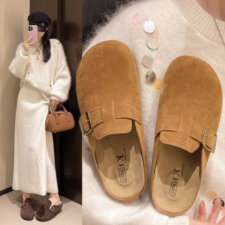 Free shipping Designer Women's Summer 2025 new thick-soled toe half-slippers for wearing lazy and anti-slip slippers