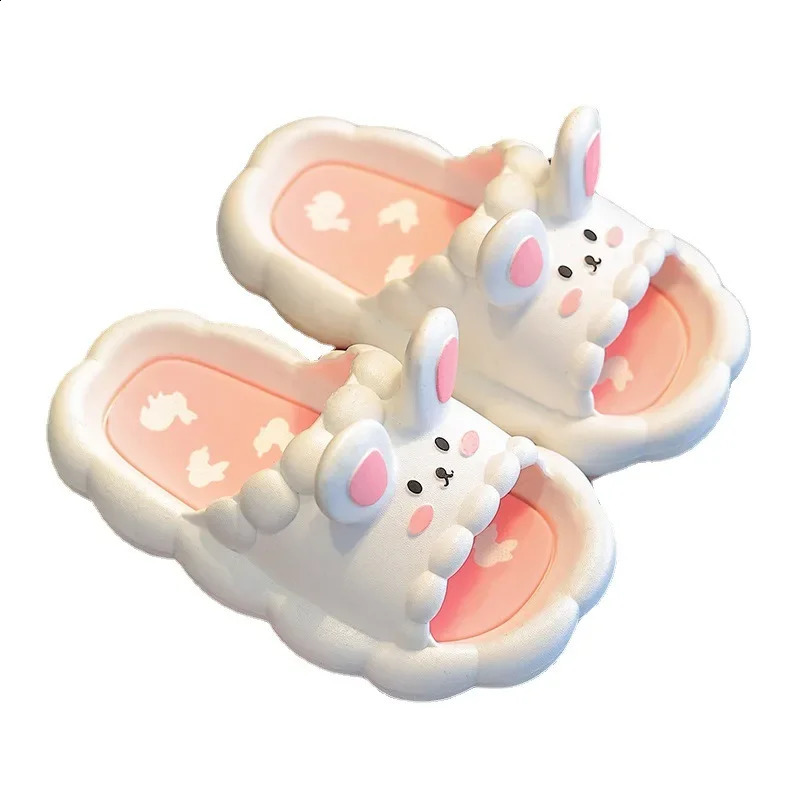 Summer Childrens Slippers Cute Cartoon 3D-Rabbit Slippers Breathable Non-slip Home Bathroom Soft Slipper Kids for girls 250519