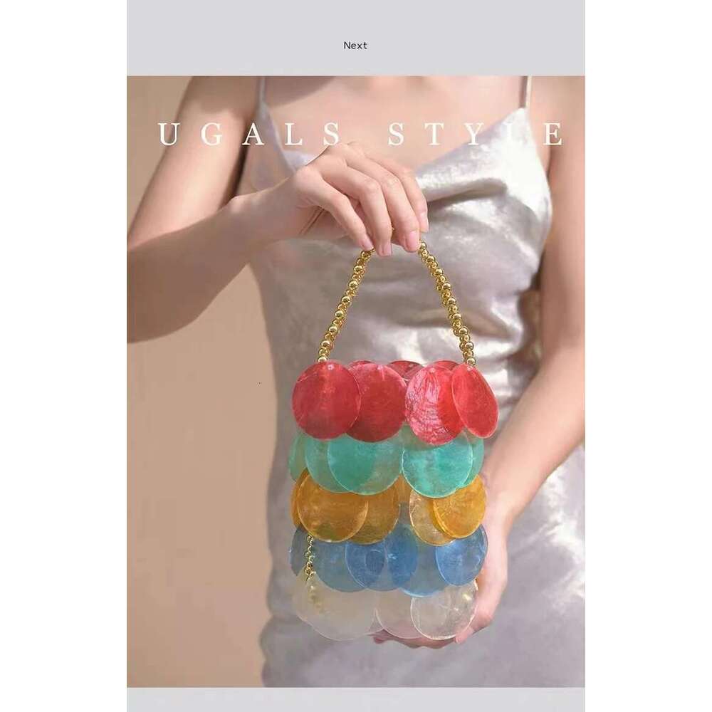 Womens Handbag Fashion Natural Shell Case Woven Handmade Bucket Beads Beading Shoulder Holiday Vacation Beach Bag