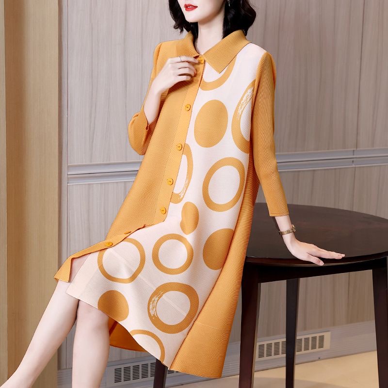 2025 plus size women's new style fat and thin front buttoned fashionable dress medium and long skirt D02386