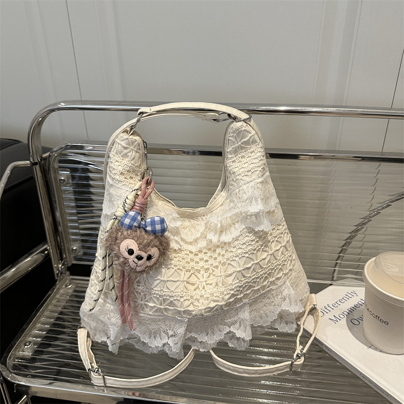 Free Delivery Designer Bag 2025 Fashion Japanese And Korean Tote Summer Leisure Vacation Fairy Lace Mesh Underarm Shoulder Women's Bag Luxury Bag
