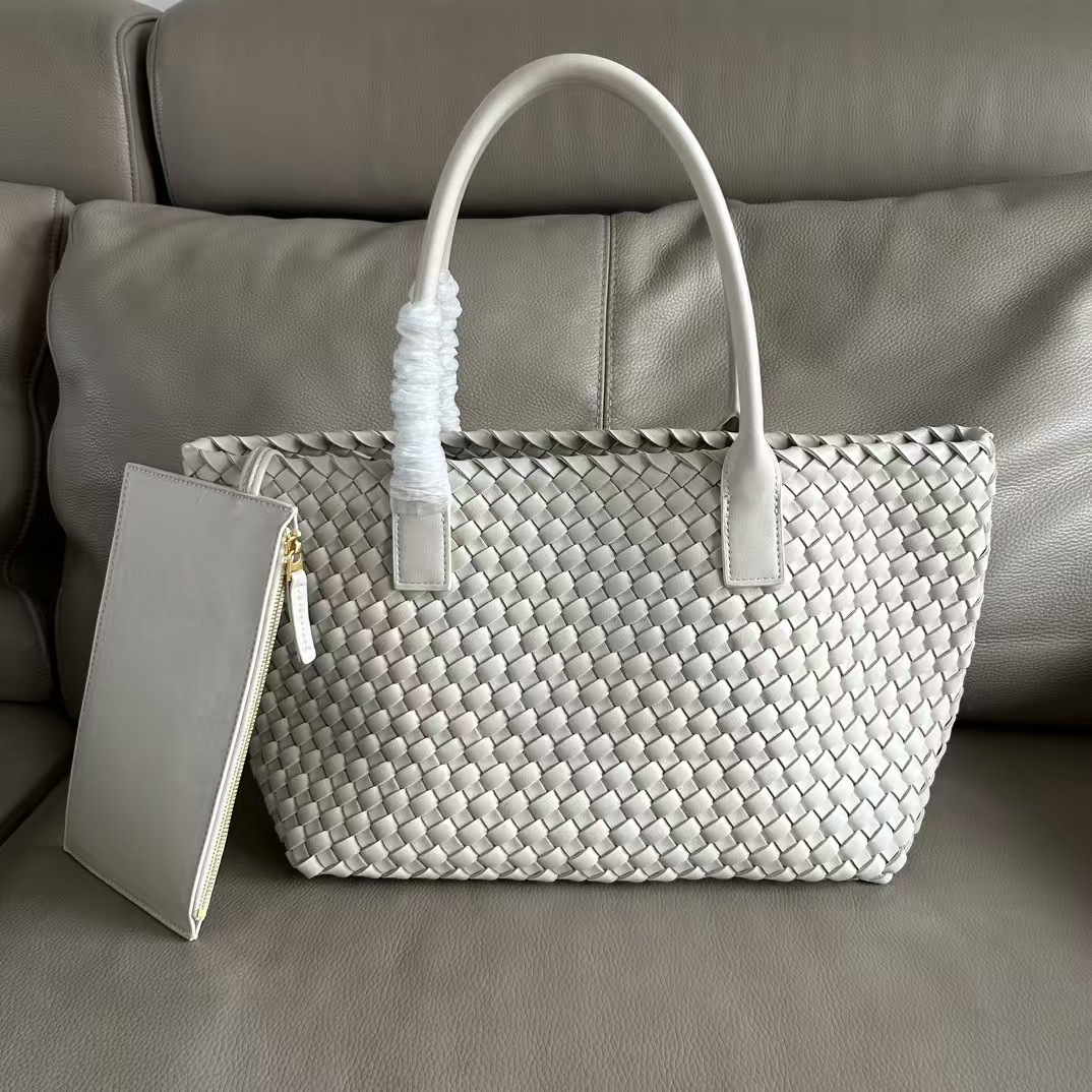 2025 New Woven Tote Bag, Large Capacity Tote Bag, Leather Shoulder Bag, Women's Bag, Fashion Mummy Shopping Bag, Commuter Bag