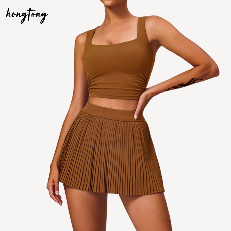 Gym set yoga outfits women sports breathable bra workout sets outdoor running skort skinny elastic quick dry athletic clothes size s-l
