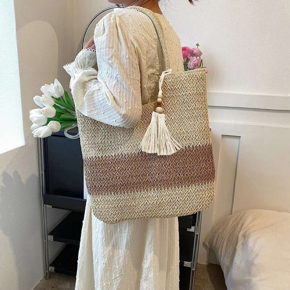 Summer Tote Fashion Casual Shoulder Commuting Woven For Women Straw Purses And Handbags Beach Bag