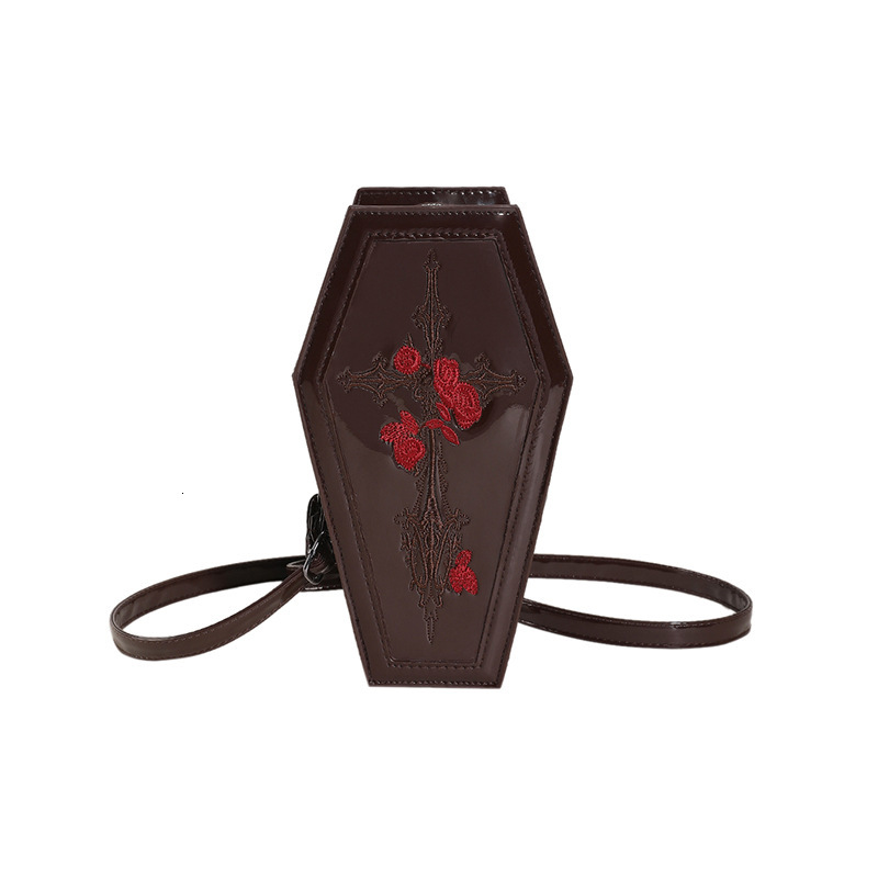 2024 New Halloween Cross PU Coffin Fashionable, Personalized, Funny Single Shoulder Crossbody Bag
