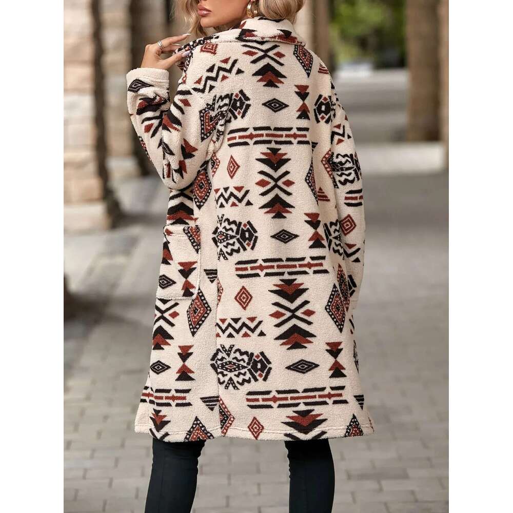 High Quality Ethnic Collar Soft Plush Trench Coat For Women Fall Lapel Long British Style Elegant Overcoat Designer