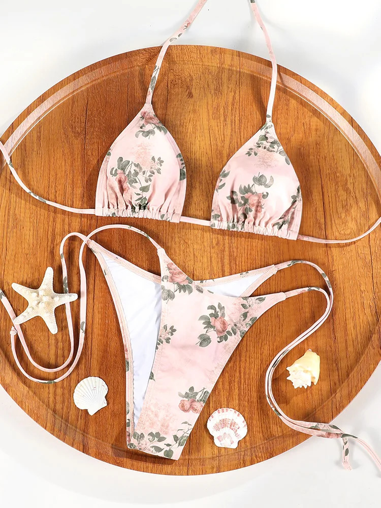 ZRTAK 3 Piece Triangle Bikini Women Print Swimsuit Micro Swimwear Print Bathing Suit Brazilian Biquini Sexy Beach Wear 250516