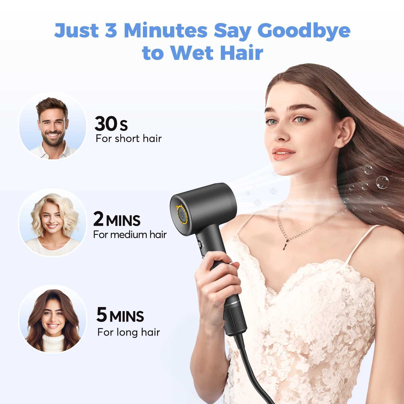 Hair Dryer ZCY885 Pro Leafless Styling 36m/s 5x Quick Drying High Speed Blow Dryer Hair Care 300 Million Negative Lon Home Salon z250520