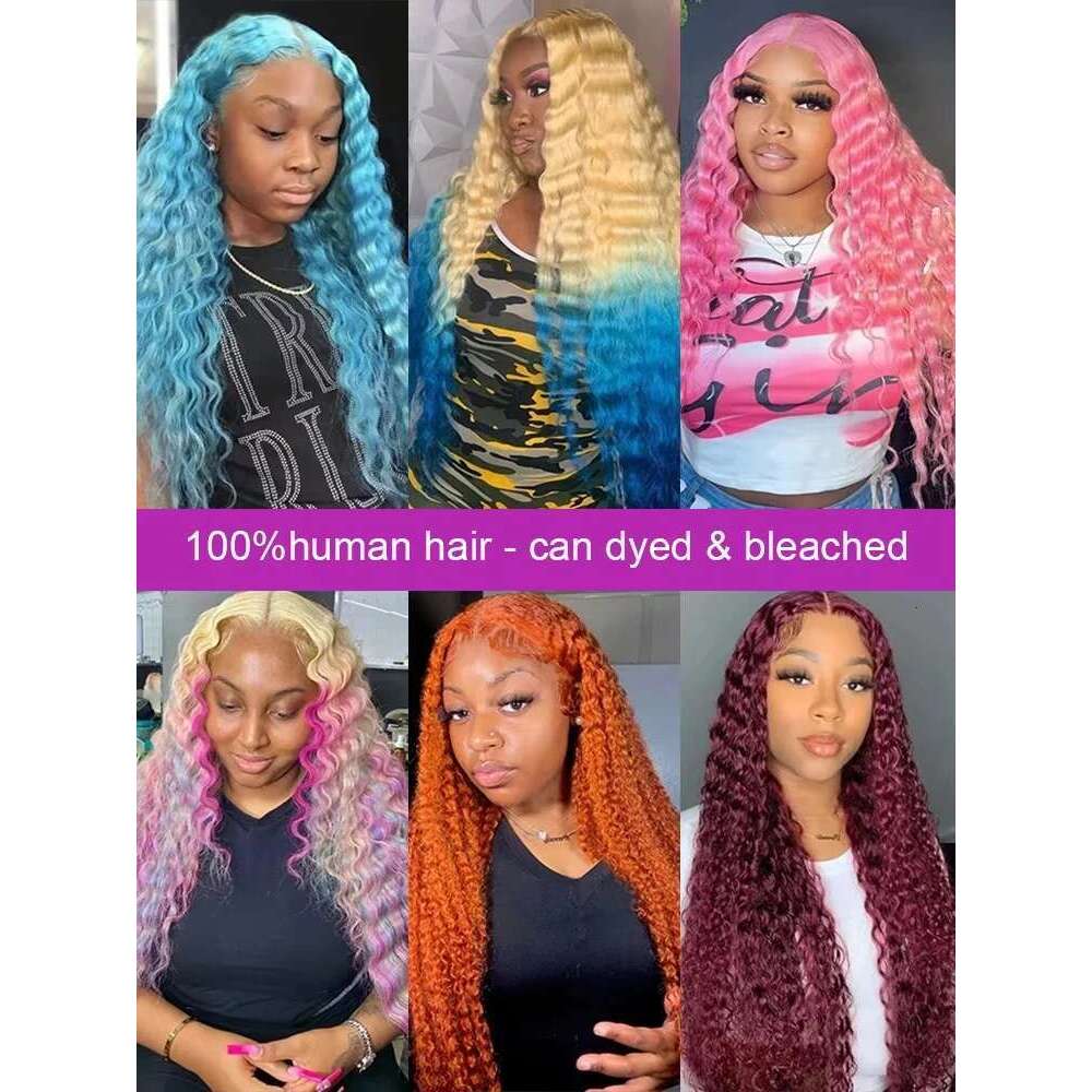 Curly 613 Blond Deep 13x6 Frontal Wigs Human Hair 40 Inch Brazilian Colored Water Wave 13x4 Lace Front Wig For Women