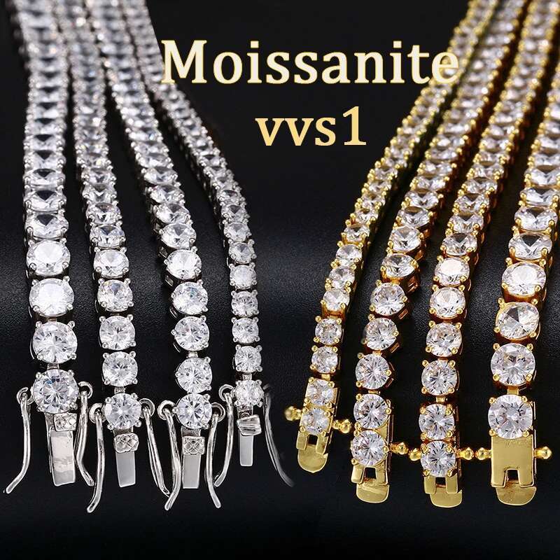 3mm-6mm Moissanite Tennis Bracelet 925 Sterling Silver Iced Out Zircon Bracelet For Women Men Jewelry